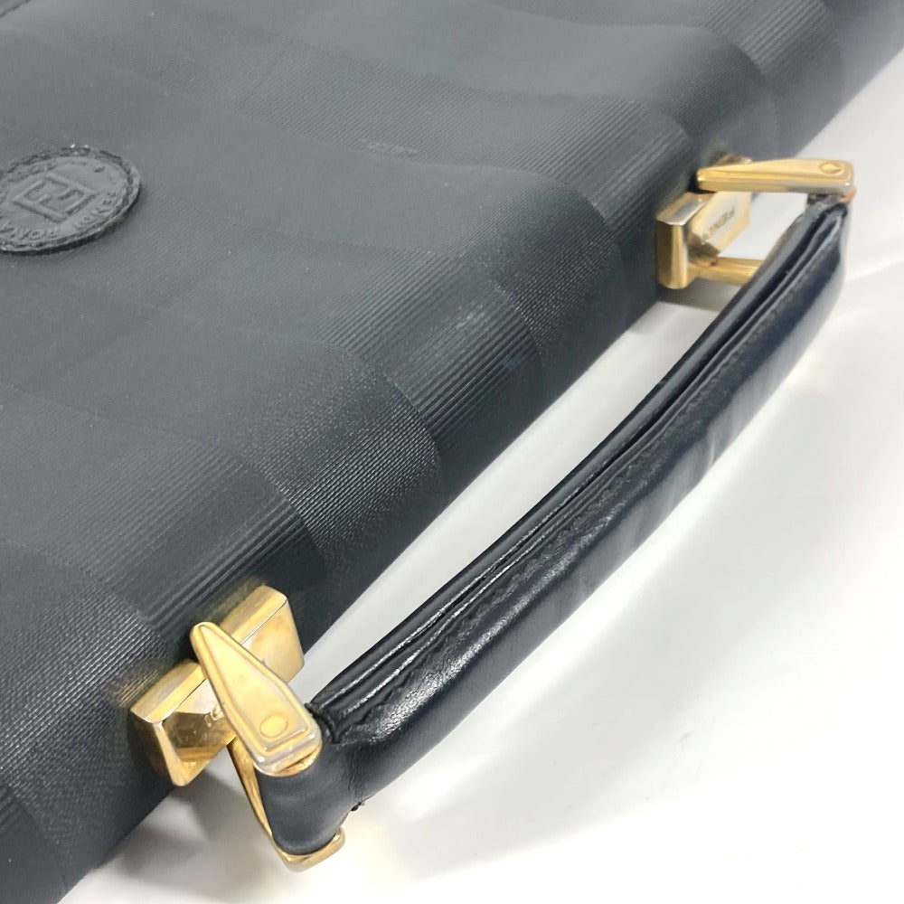 FENDI ヴィンテージ ペカン ロゴ トートバッグ ハンドバッグ ブリーフケース ビジネスバッグ PVC/レザー ユニセックス ブラック