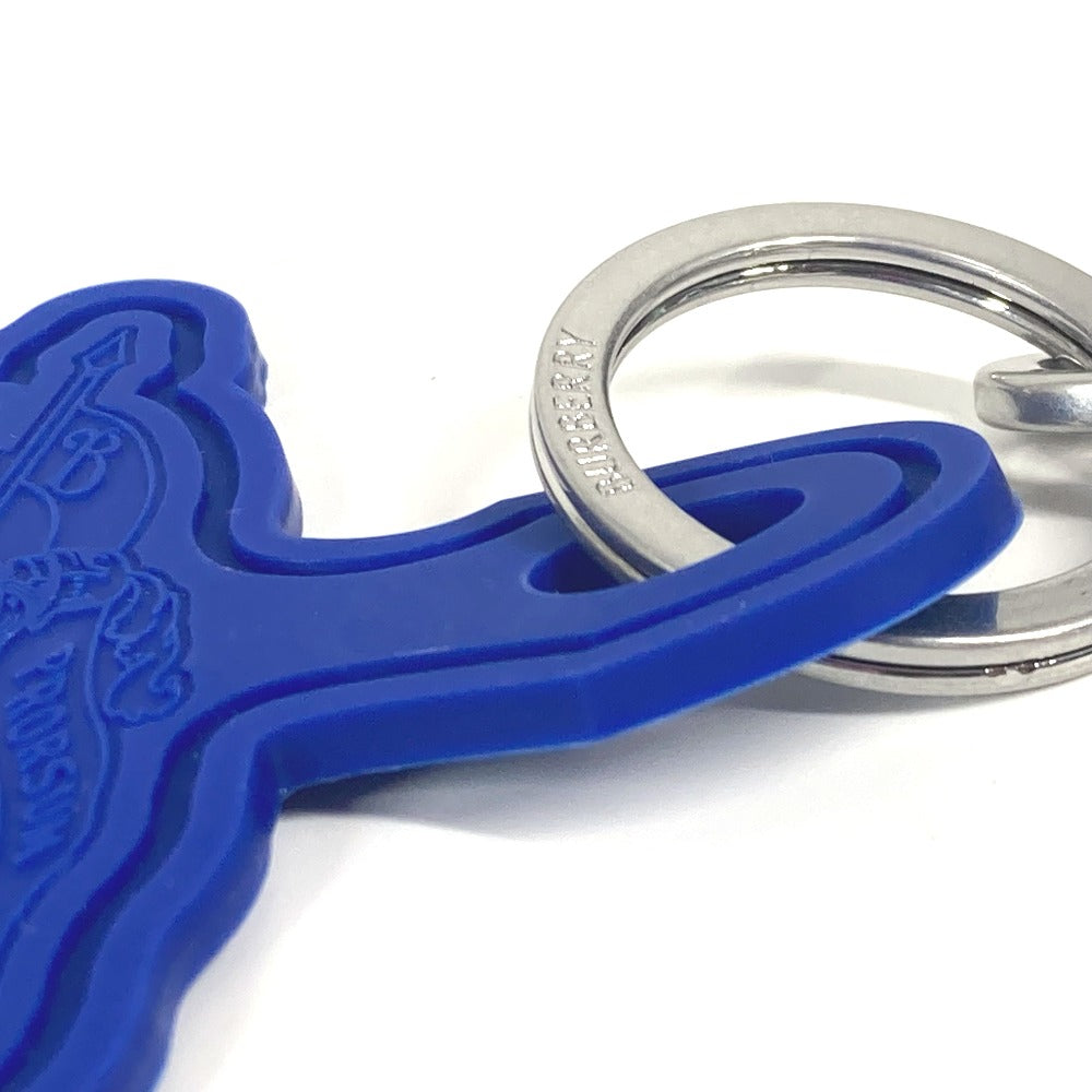 BURBERRY Logo Bag Charm with Carabiner, Accessory, Keychain, Rubber, Unisex, Blue