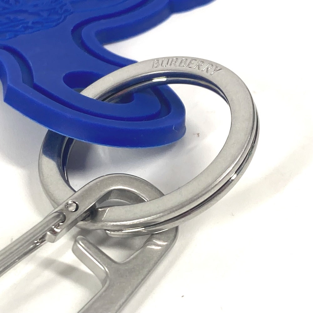 BURBERRY Logo Bag Charm with Carabiner, Accessory, Keychain, Rubber, Unisex, Blue