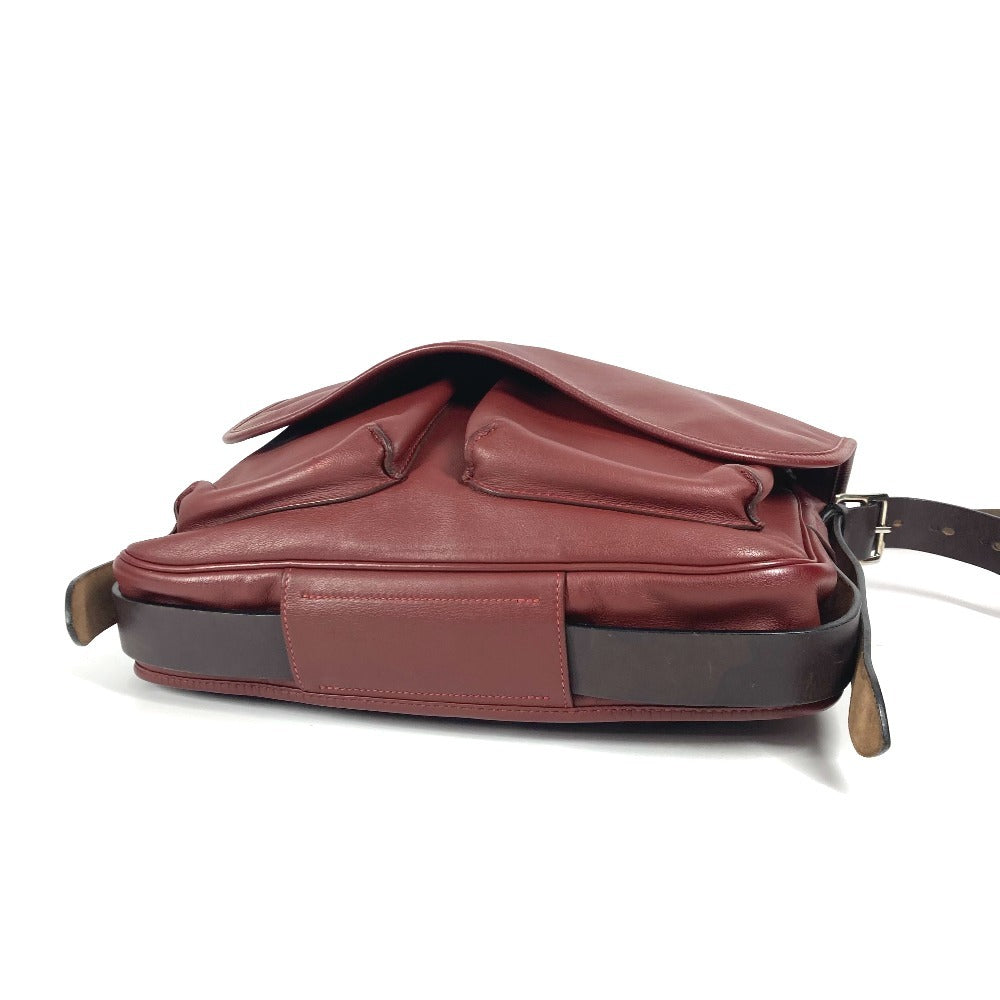HERMES フラップ バルダ33 カバン 肩掛け 巾着バッグ ショルダーバッグ レザー ユニセックス ルージュアッシュ ブラウン
