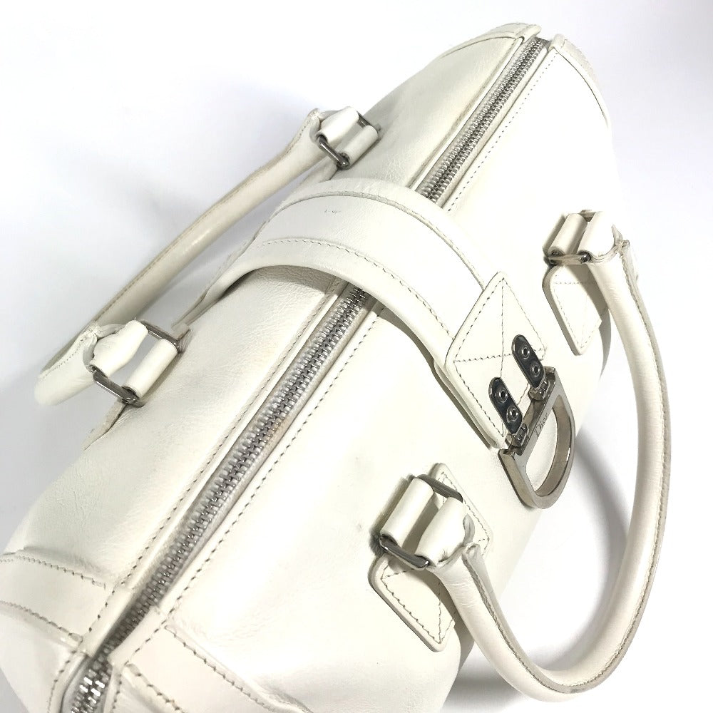 Dior D logo bag, top handle, mini Boston bag, horizontal bag, D buckle, handbag, leather, women's, white
