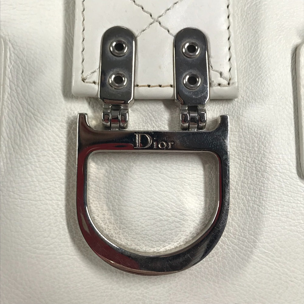 Dior D logo bag, top handle, mini Boston bag, horizontal bag, D buckle, handbag, leather, women's, white