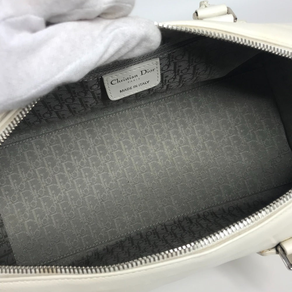Dior D logo bag, top handle, mini Boston bag, horizontal bag, D buckle, handbag, leather, women's, white