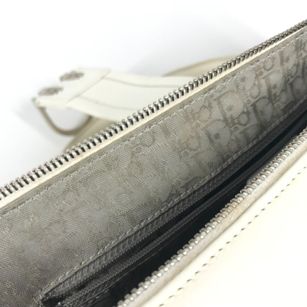 Dior D logo bag, top handle, mini Boston bag, horizontal bag, D buckle, handbag, leather, women's, white