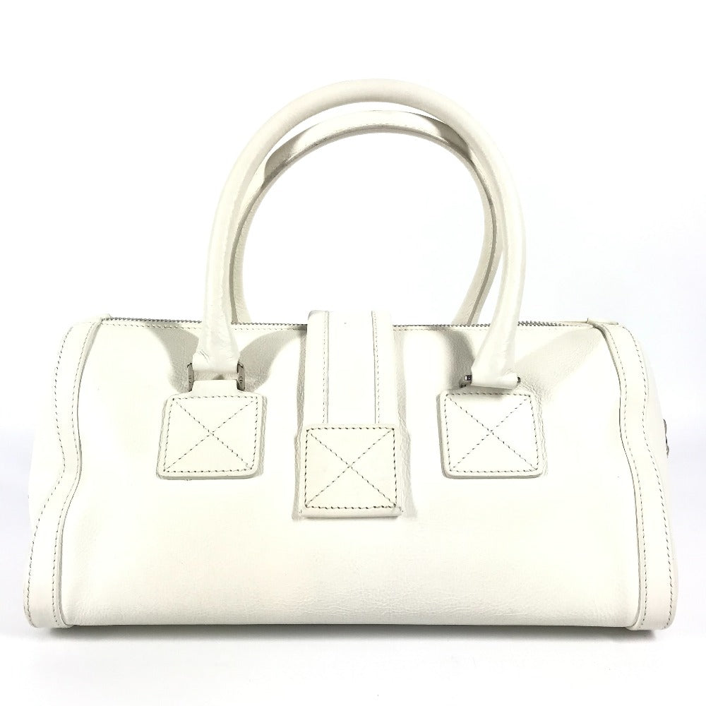 Dior D logo bag, top handle, mini Boston bag, horizontal bag, D buckle, handbag, leather, women's, white