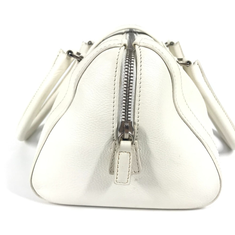 Dior D logo bag, top handle, mini Boston bag, horizontal bag, D buckle, handbag, leather, women's, white