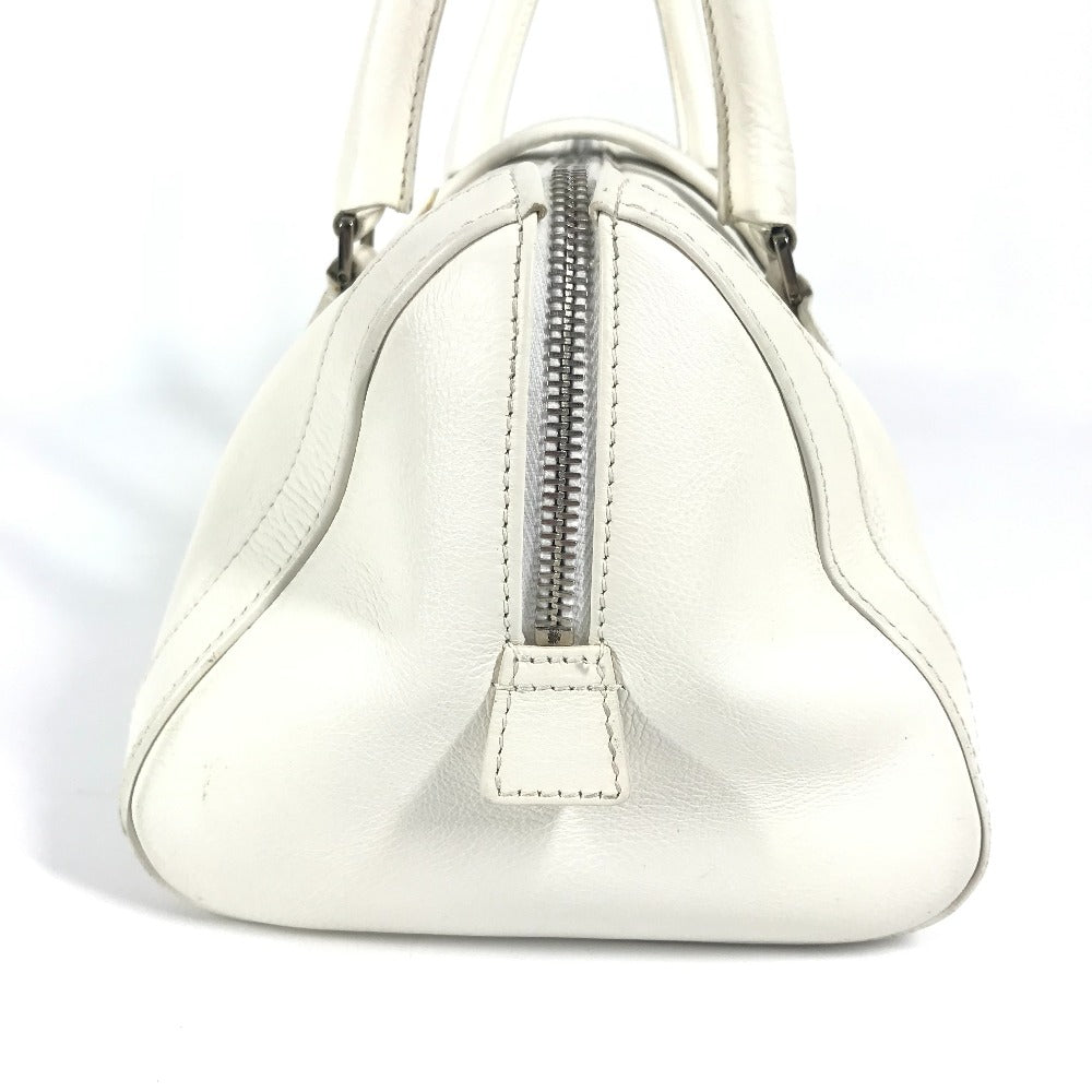 Dior D logo bag, top handle, mini Boston bag, horizontal bag, D buckle, handbag, leather, women's, white