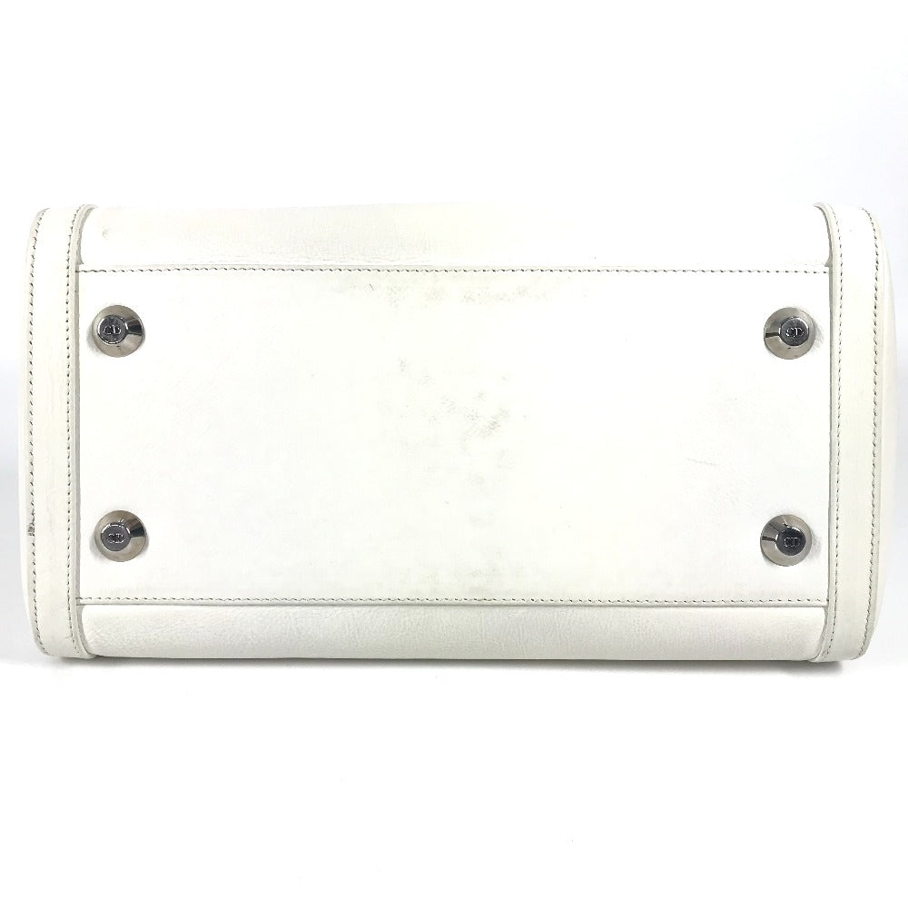 Dior D logo bag, top handle, mini Boston bag, horizontal bag, D buckle, handbag, leather, women's, white