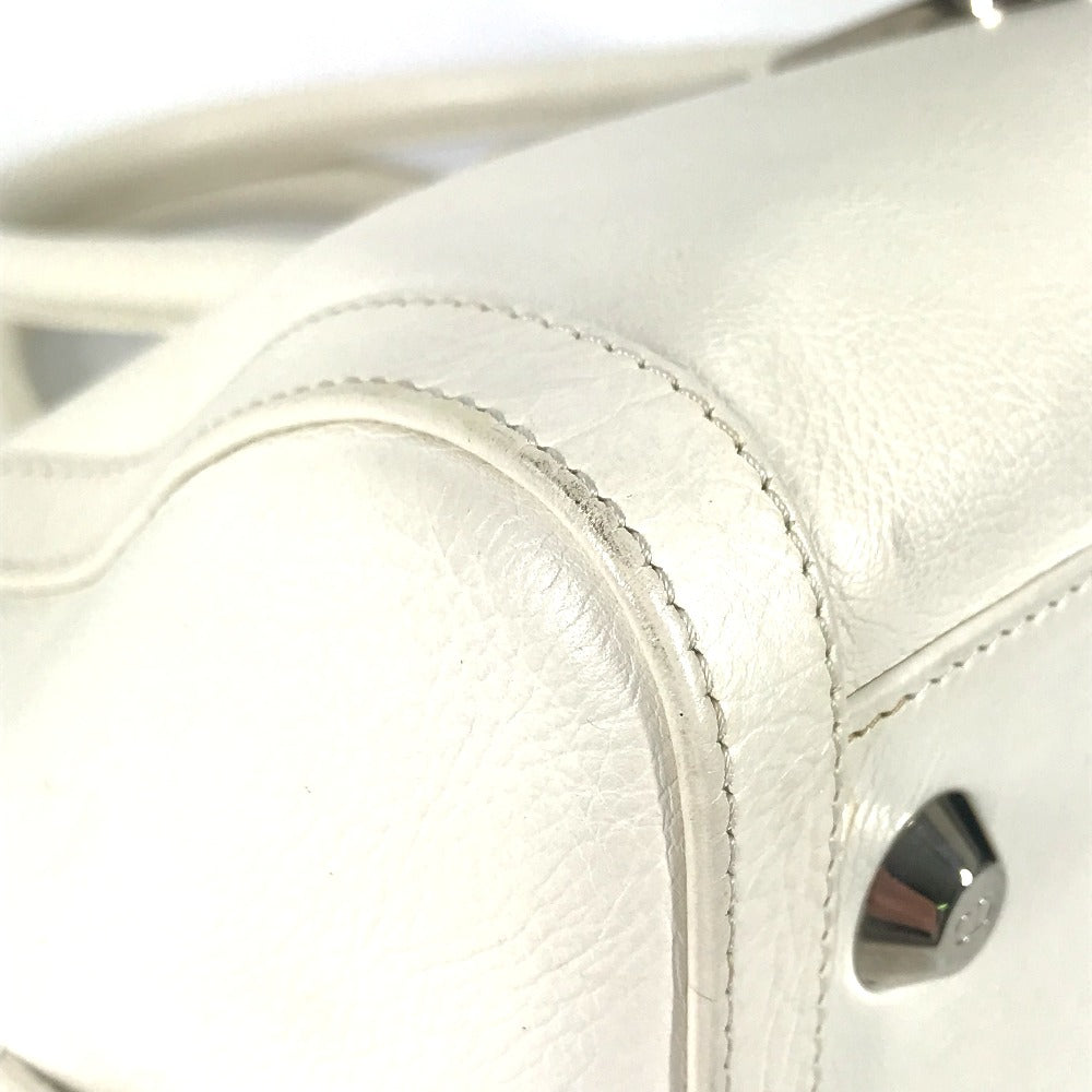 Dior D logo bag, top handle, mini Boston bag, horizontal bag, D buckle, handbag, leather, women's, white