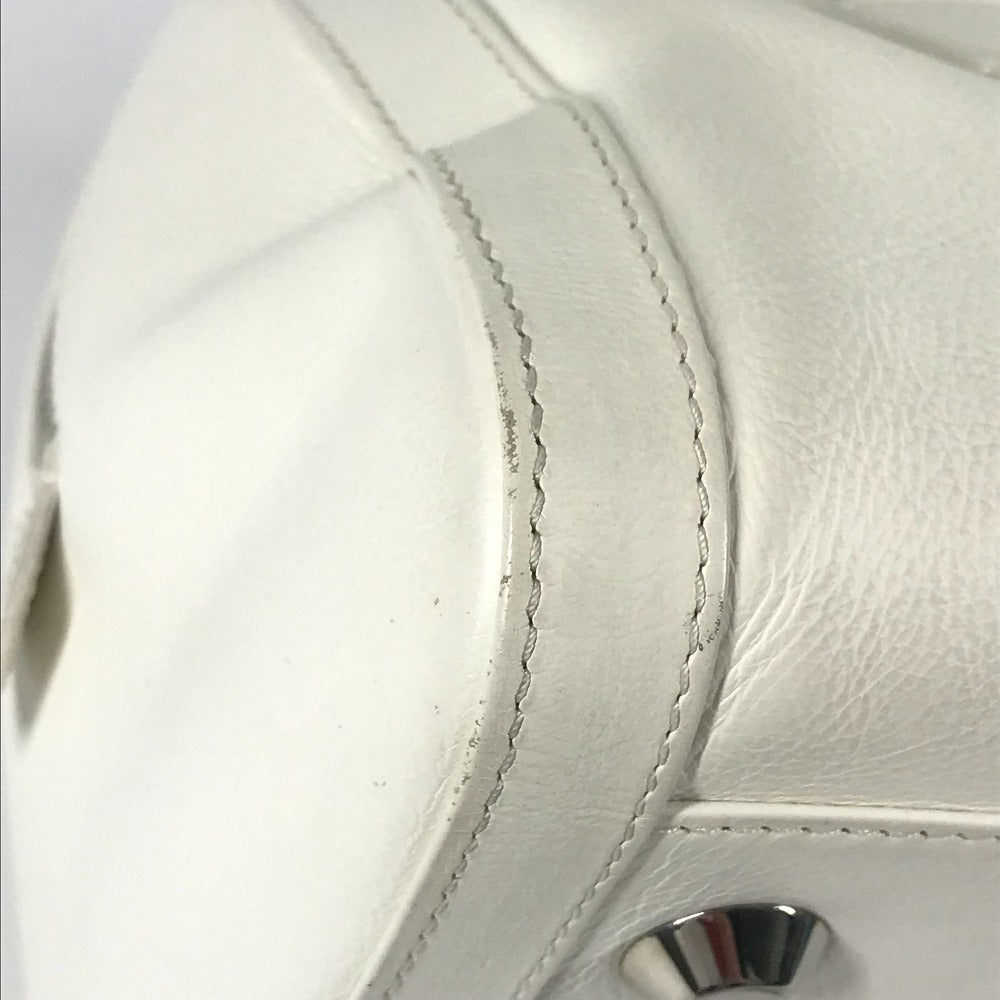 Dior D logo bag, top handle, mini Boston bag, horizontal bag, D buckle, handbag, leather, women's, white