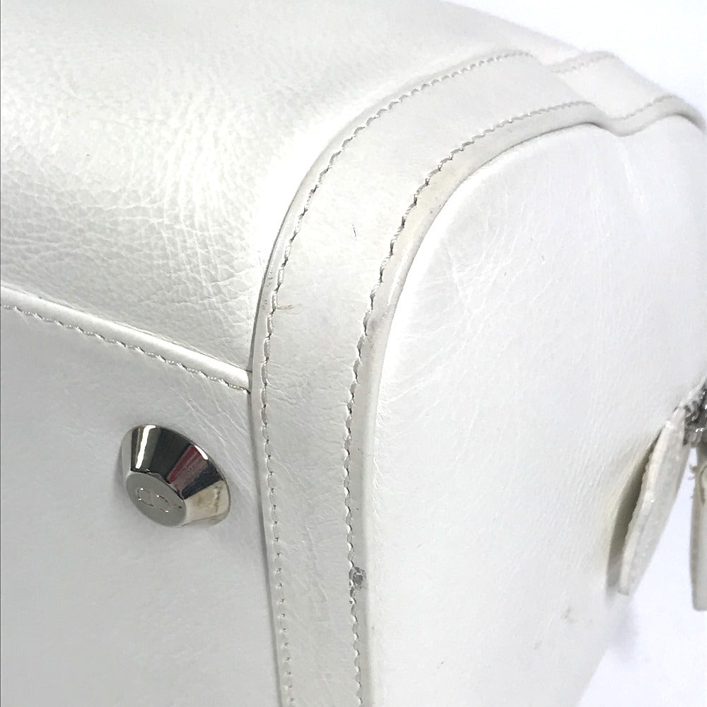 Dior D logo bag, top handle, mini Boston bag, horizontal bag, D buckle, handbag, leather, women's, white