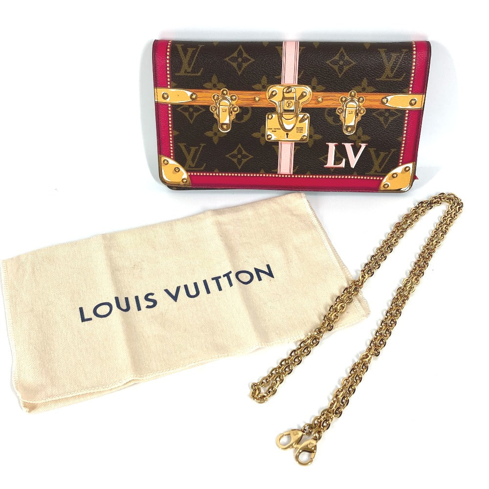 LOUIS VUITTON M62456 2018 Summer Trunk Pochette Weekend Clutch Bag, Shoulder Bag, Chain Wallet, Long Wallet, Monogram Canvas, Women's, Brown