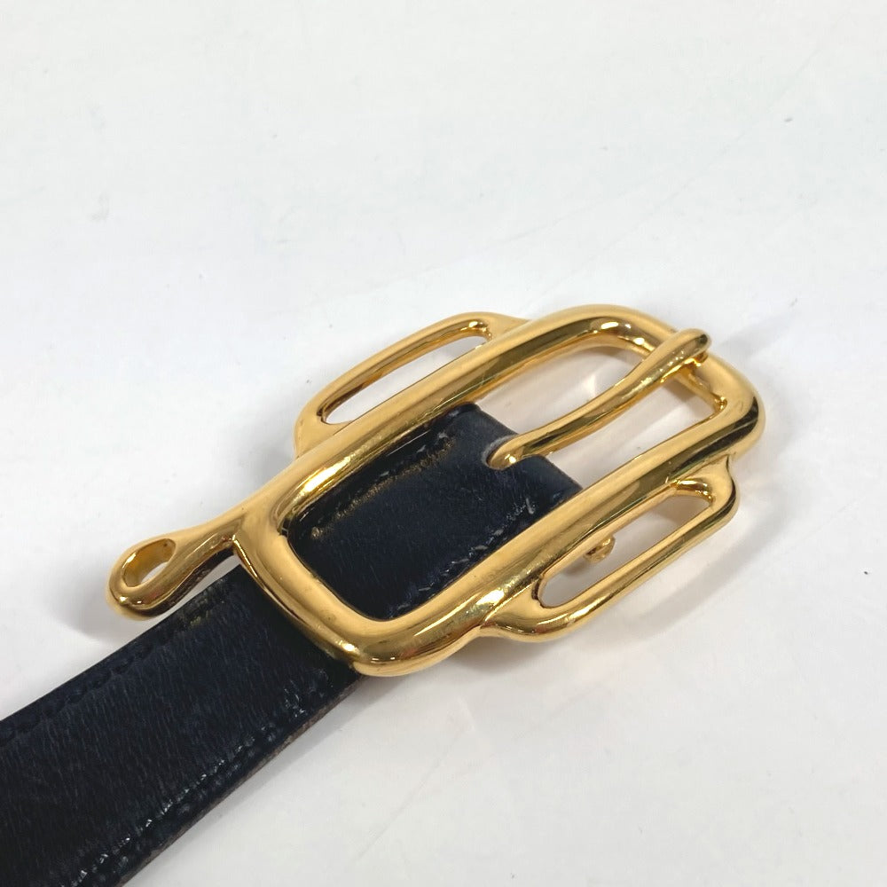 HERMES ヴィンテージ ロゴ ズボン用ベルト ベルト ボックスカーフ レディース ブラック