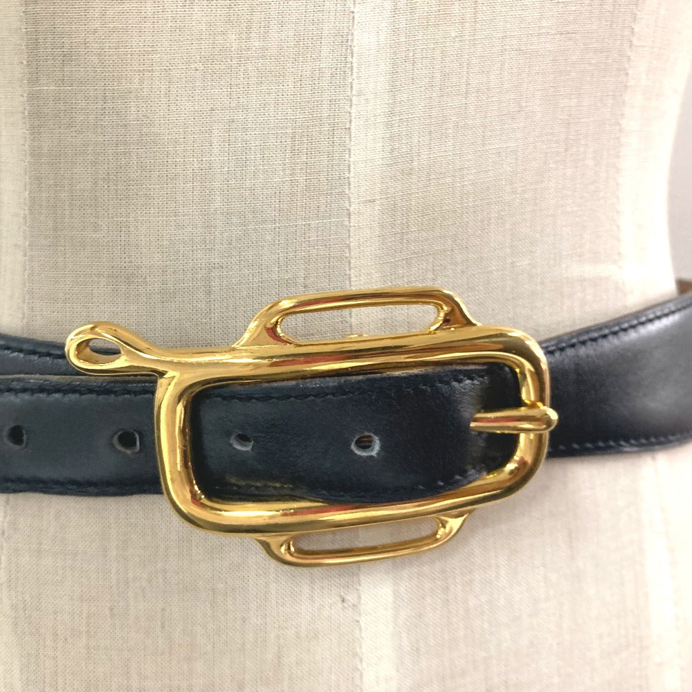 HERMES ヴィンテージ ロゴ ズボン用ベルト ベルト ボックスカーフ レディース ブラック