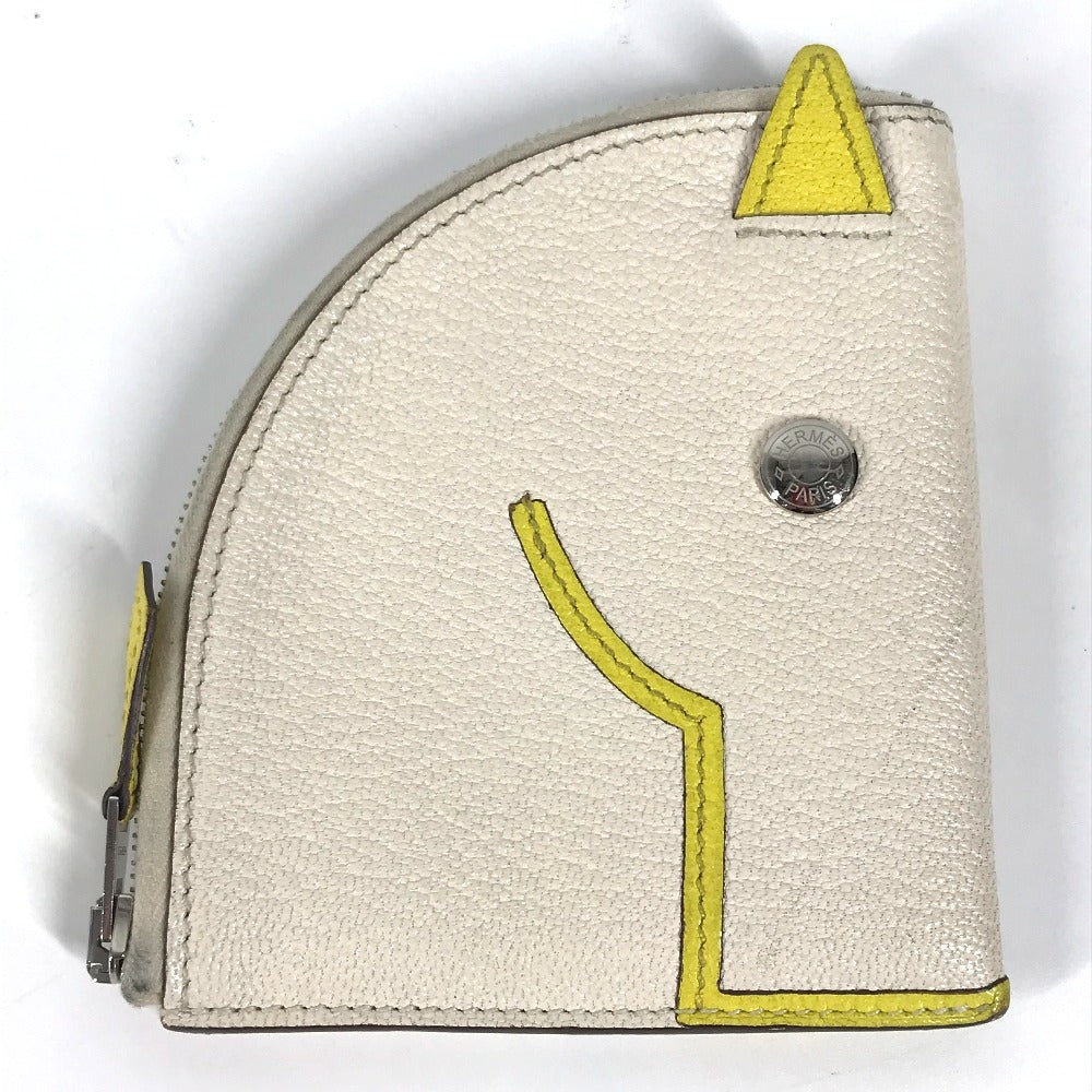 HERMES パドック シュバル 馬 コンパクトウォレット 財布 コインケース シェーブル ユニセックス ホワイト系