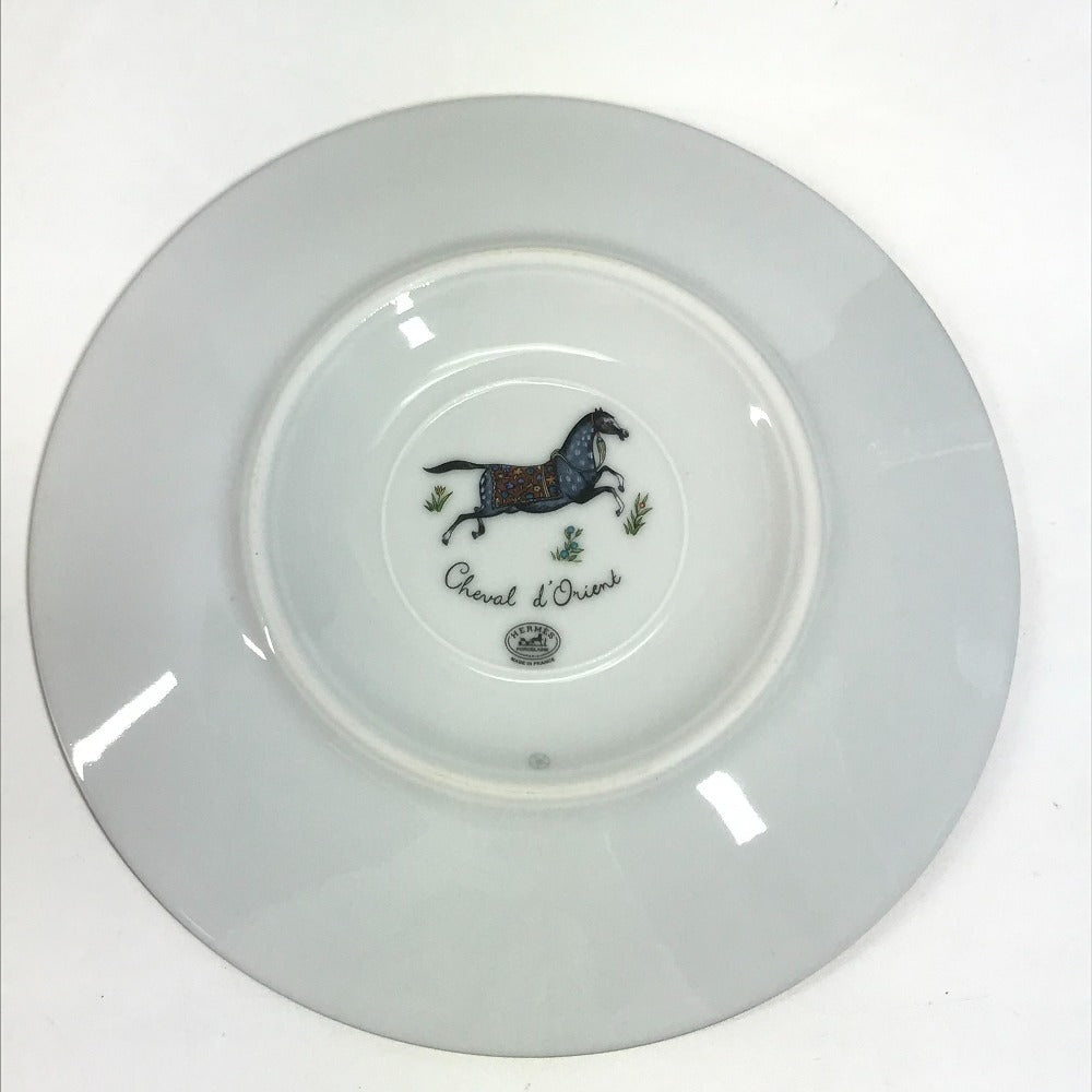 HERMES Horse Teacup &amp; Saucer Set (Chevaldrian) No. 1, Brown, Ceramic, Unisex, Suitable for Coffee and Tea.