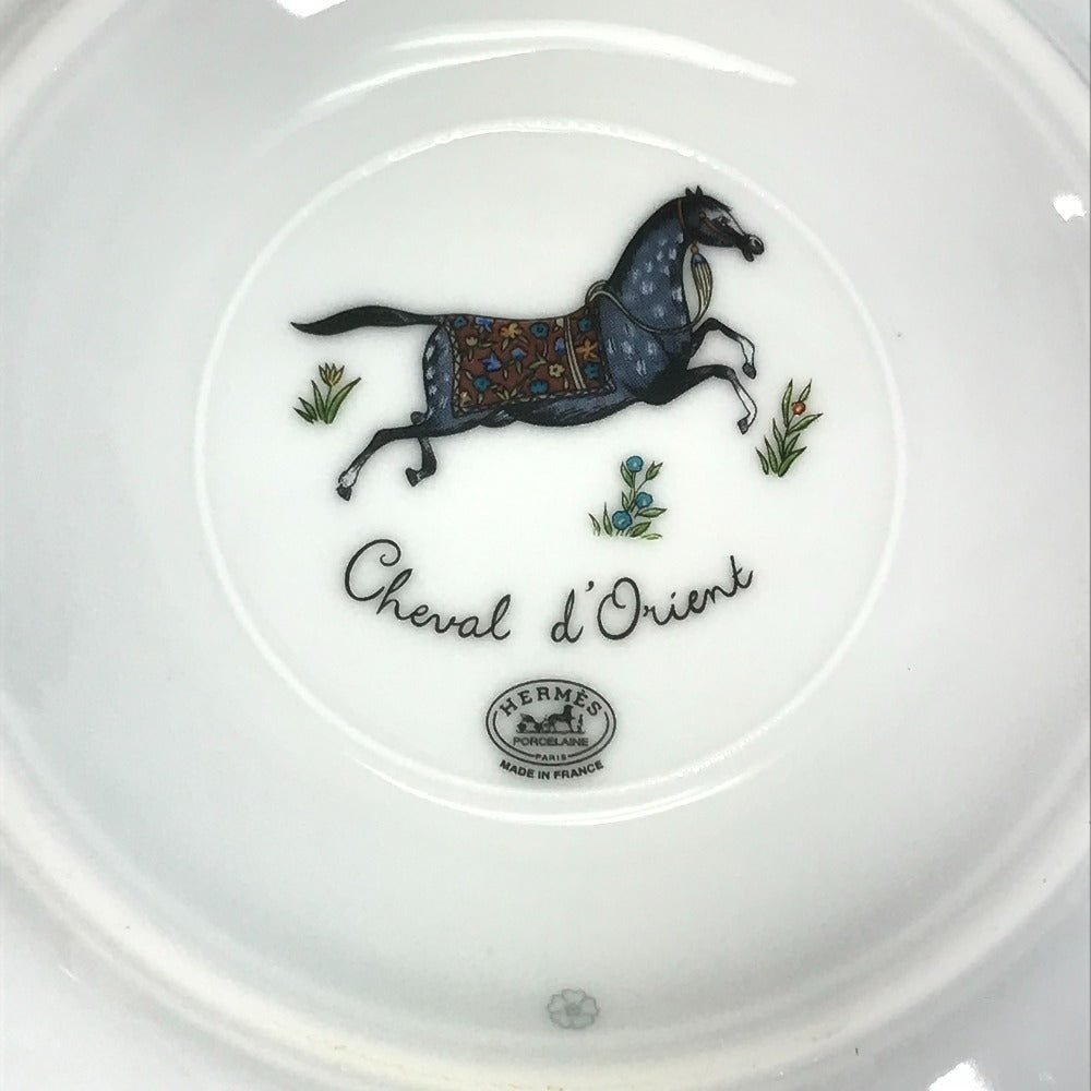 HERMES Horse Teacup &amp; Saucer Set (Chevaldrian) No. 1, Brown, Ceramic, Unisex, Suitable for Coffee and Tea.
