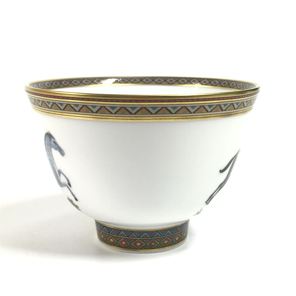 HERMES Horse Teacup &amp; Saucer Set (Chevaldrian) No. 1, Brown, Ceramic, Unisex, Suitable for Coffee and Tea.