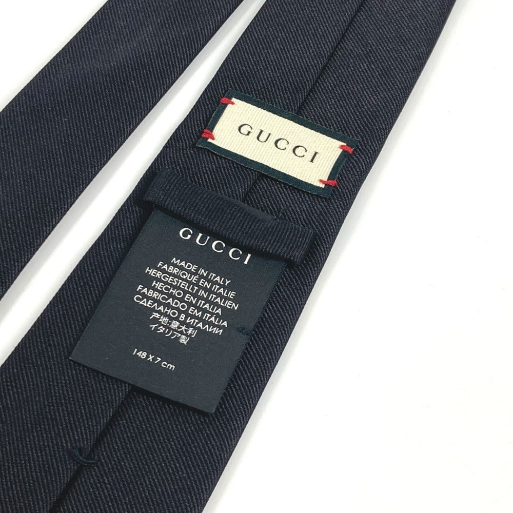 GUCCI タイガー 刺繍 虎 アニマル アクセサリー ネクタイ シルク メンズ ブラック