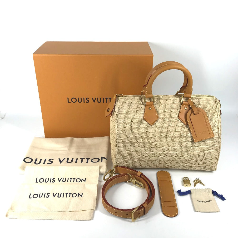 LOUIS VUITTON M14457 LV Logo Speedy Bandoulière 30 2WAY Bag Shoulder Bag Crossbody Bag Mini Boston Bag Handbag Raffia Unisex Natural Beige Beige