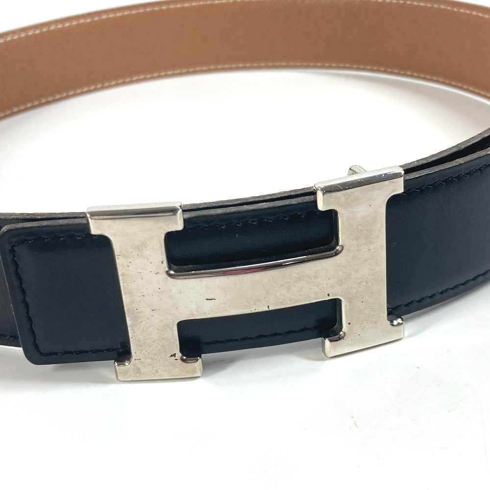 HERMES Hベルト バックルベルト アクセサリー ズボン用ベルト ベルト エプソン レディース ブラック×ゴールド