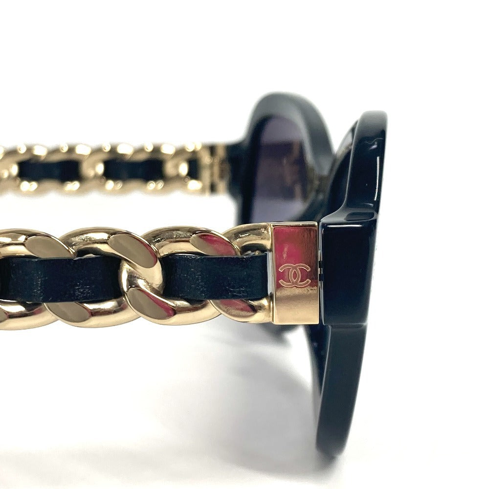CHANEL 5465-Q-A Chain CC CC Mark logo glasses glasses eyewear glasses sunglasses Plastic Black/Gold Used