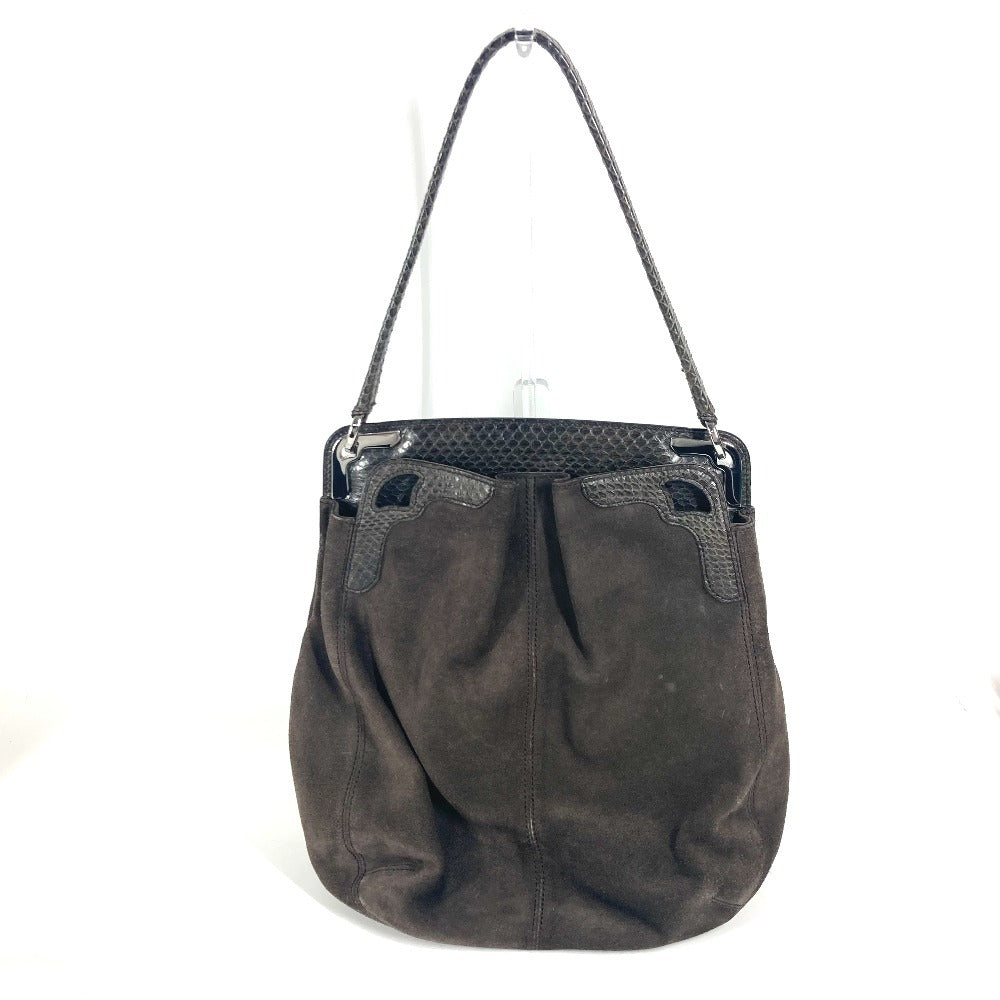 CARTIER marcello logo Bag Tote Bag Shoulder Bag suede Brown Used