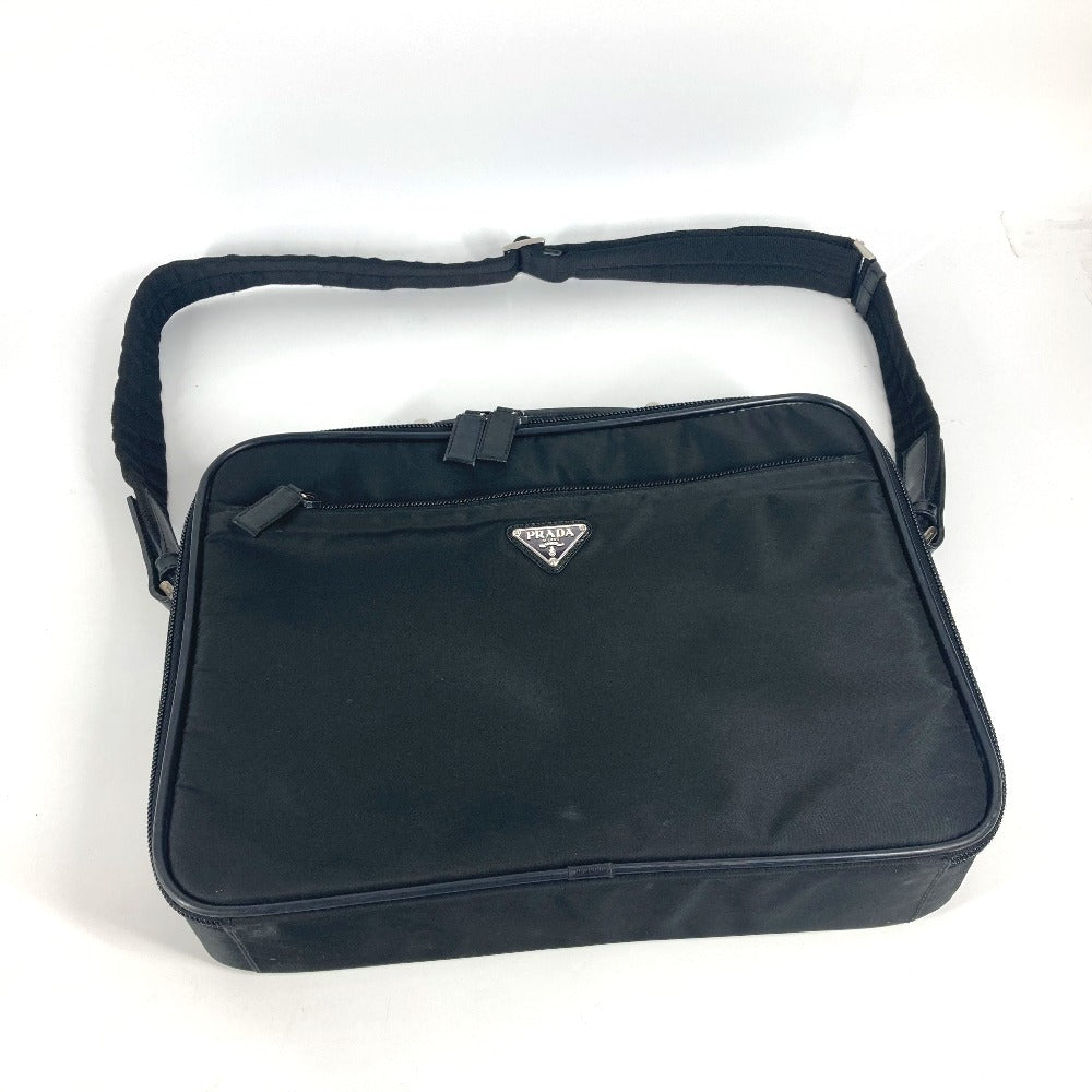 PRADA トライアングルロゴ 三角ロゴ プレート 2WAYバッグ ハンドバッグ ビジネスバッグ ショルダーバッグ レザー/ナイロン ユニセックス ブラック