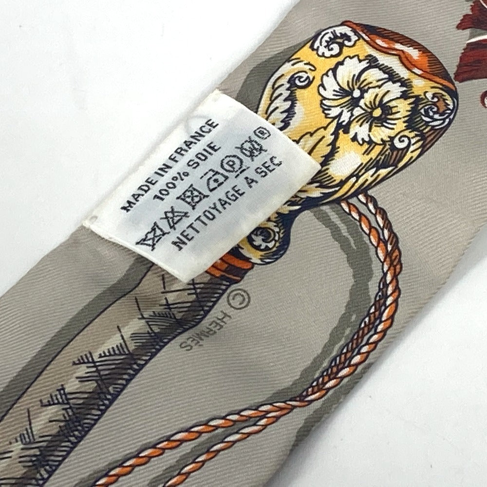 HERMES Twilly Silk Bandeau Scarf, Women's, Gray