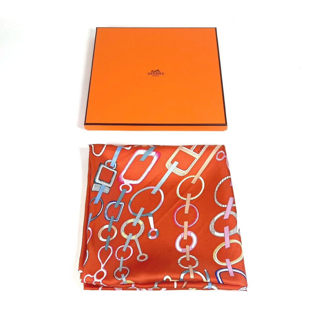HERMES カレ90 カレ 90 DO RE BOUCLES ドレブックル スカーフ シルク レディース オレンジ