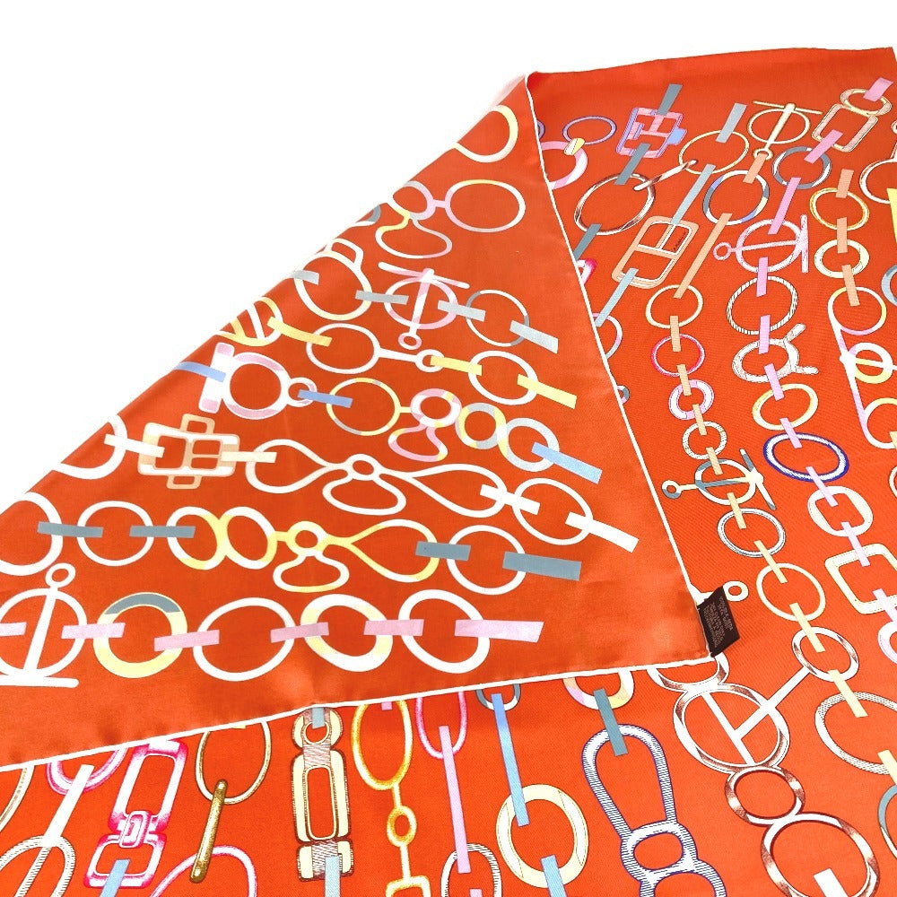 HERMES カレ90 カレ 90 DO RE BOUCLES ドレブックル スカーフ シルク レディース オレンジ