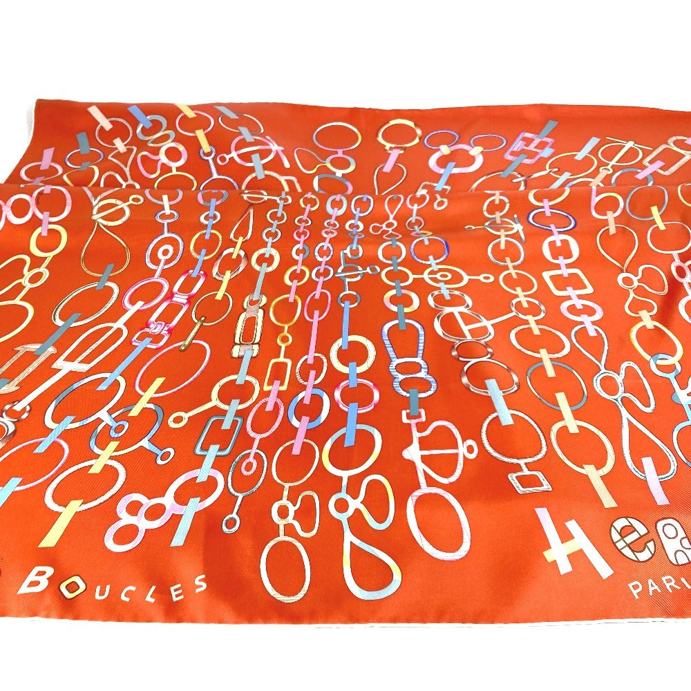 HERMES カレ90 カレ 90 DO RE BOUCLES ドレブックル スカーフ シルク レディース オレンジ