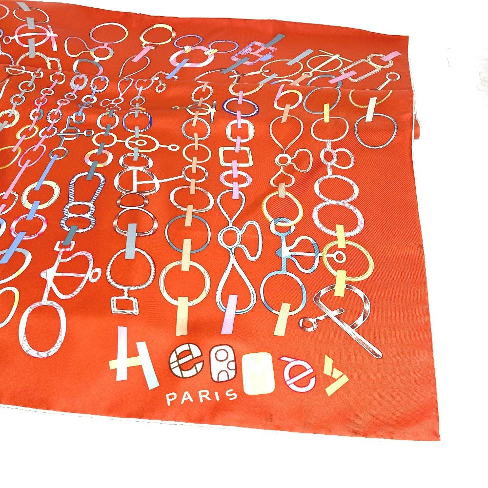 HERMES カレ90 カレ 90 DO RE BOUCLES ドレブックル スカーフ シルク レディース オレンジ