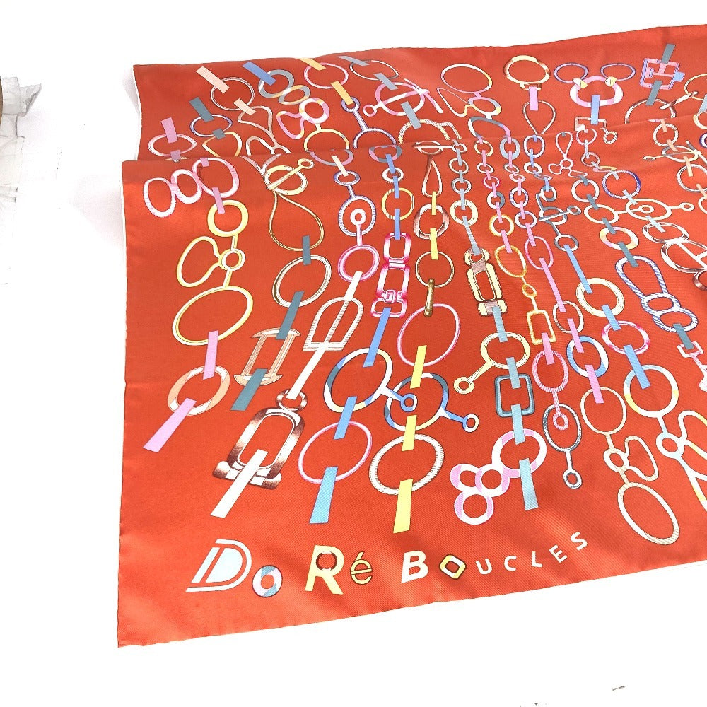 HERMES カレ90 カレ 90 DO RE BOUCLES ドレブックル スカーフ シルク レディース オレンジ