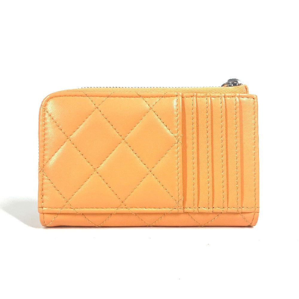 CHANEL AP3732 財布 小銭入れ カードケース CC ココマーク スター ロゴ フラグメントケース コインケース ラムスキン レディース オレンジ