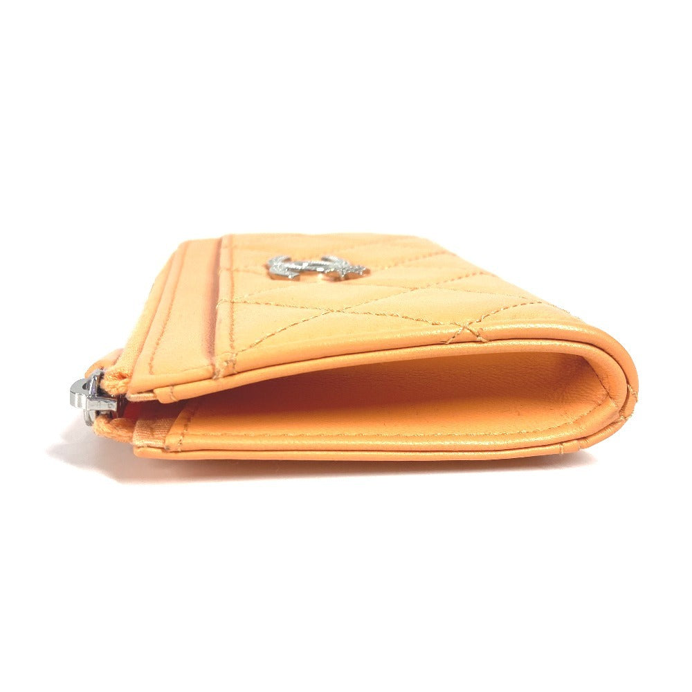 CHANEL AP3732 財布 小銭入れ カードケース CC ココマーク スター ロゴ フラグメントケース コインケース ラムスキン レディース オレンジ