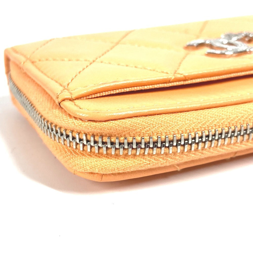 CHANEL AP3732 財布 小銭入れ カードケース CC ココマーク スター ロゴ フラグメントケース コインケース ラムスキン レディース オレンジ
