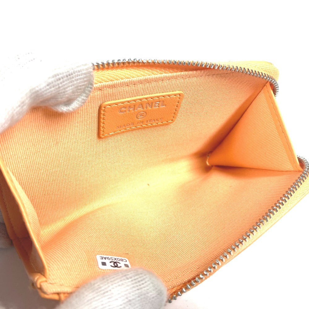 CHANEL AP3732 財布 小銭入れ カードケース CC ココマーク スター ロゴ フラグメントケース コインケース ラムスキン レディース オレンジ