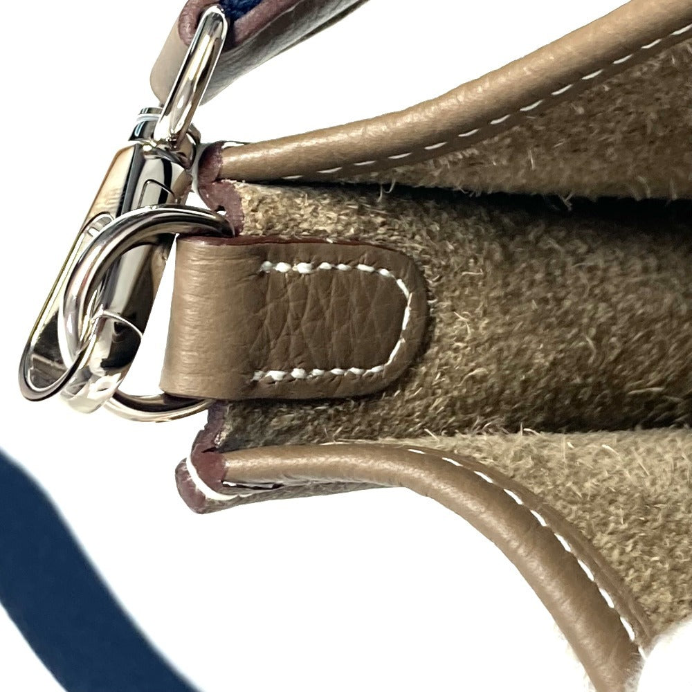 HERMES Evelyne TPM Amazon Long Crossbody Pochette bag Shoulder Bag Taurillon Clemence Etoupe Gray Based/Navy Used