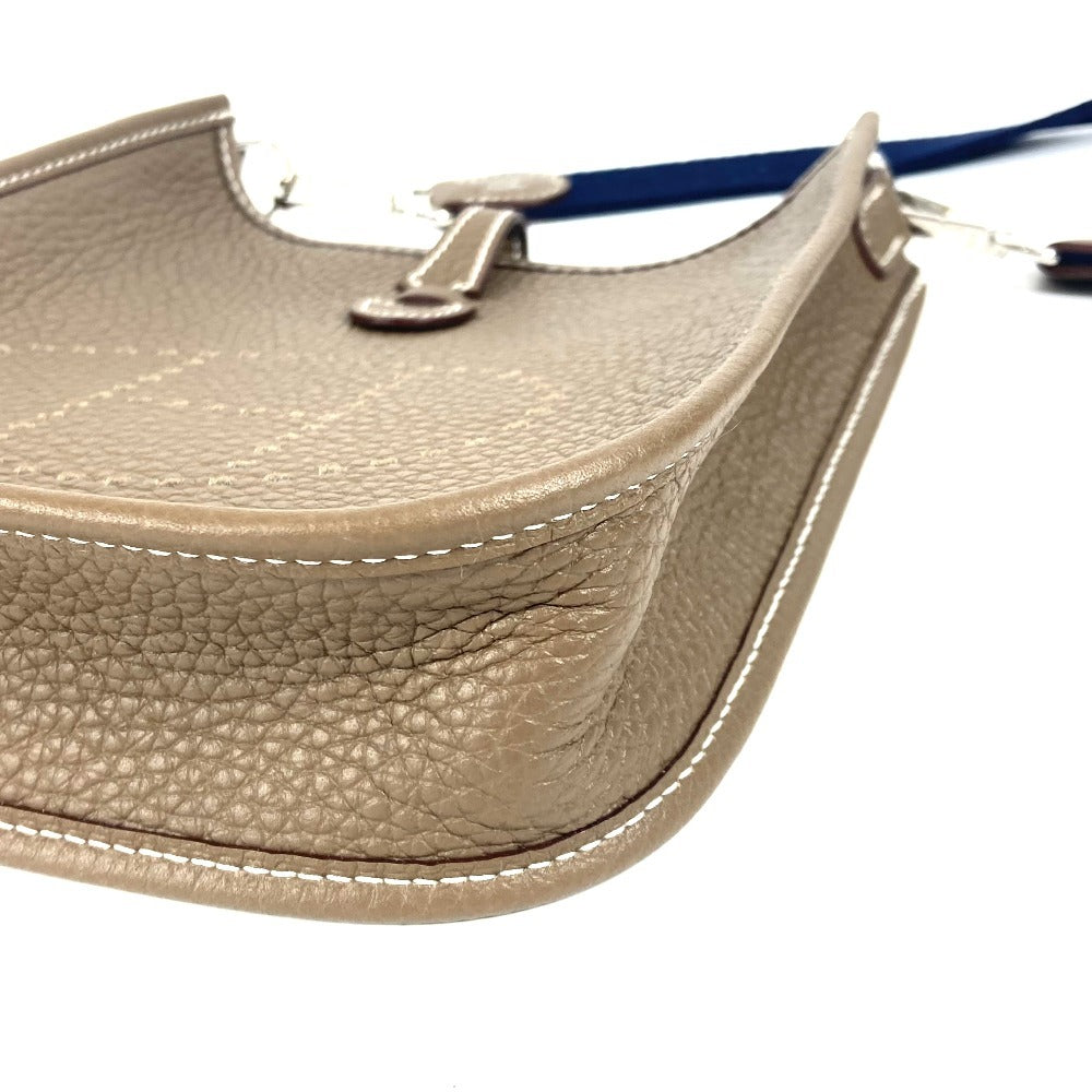 HERMES Evelyne TPM Amazon Long Crossbody Pochette bag Shoulder Bag Taurillon Clemence Etoupe Gray Based/Navy Used