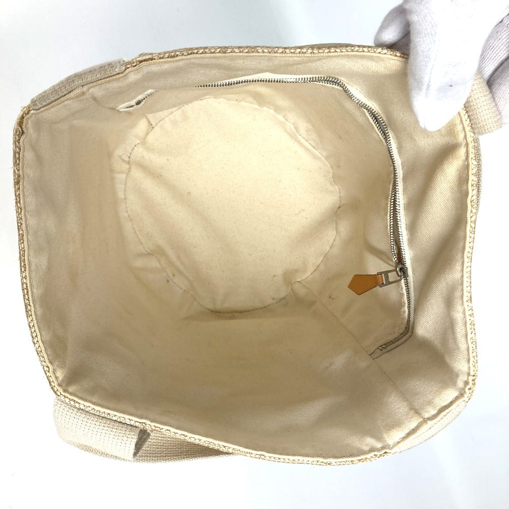 HERMES Saxo PM Tote Bag, Canvas Handbag, Women's, Beige