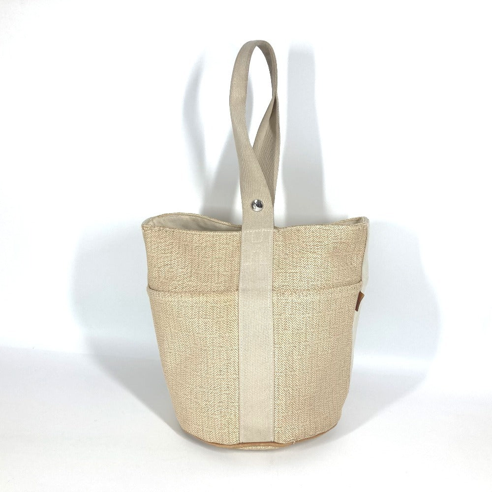 HERMES Saxo PM Tote Bag, Canvas Handbag, Women's, Beige