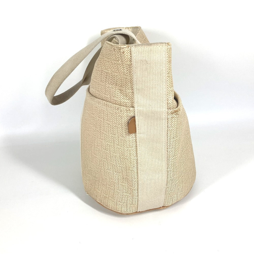 HERMES Saxo PM Tote Bag, Canvas Handbag, Women's, Beige
