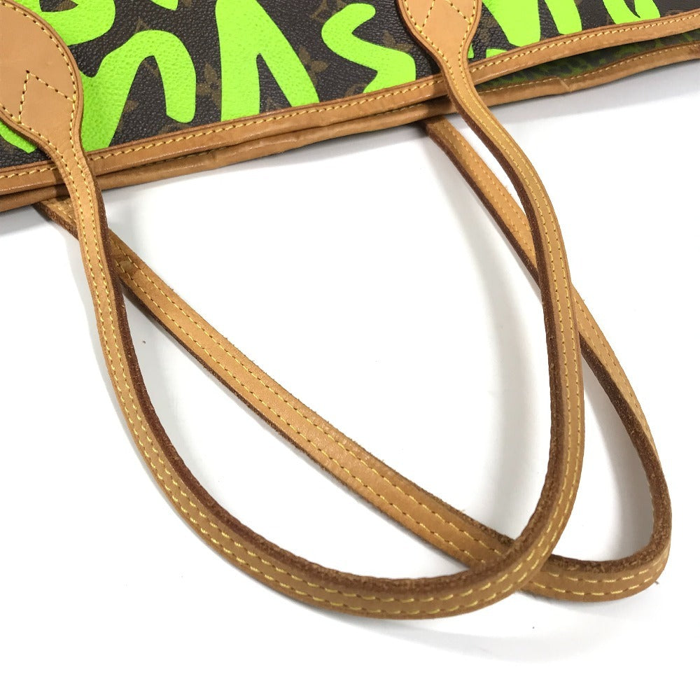 LOUIS VUITTON M93703 Monogram Graffiti Neverfull GM Shoulder Bag/Tote Bag in Monogram Graffiti Canvas, Women's, Veil Green