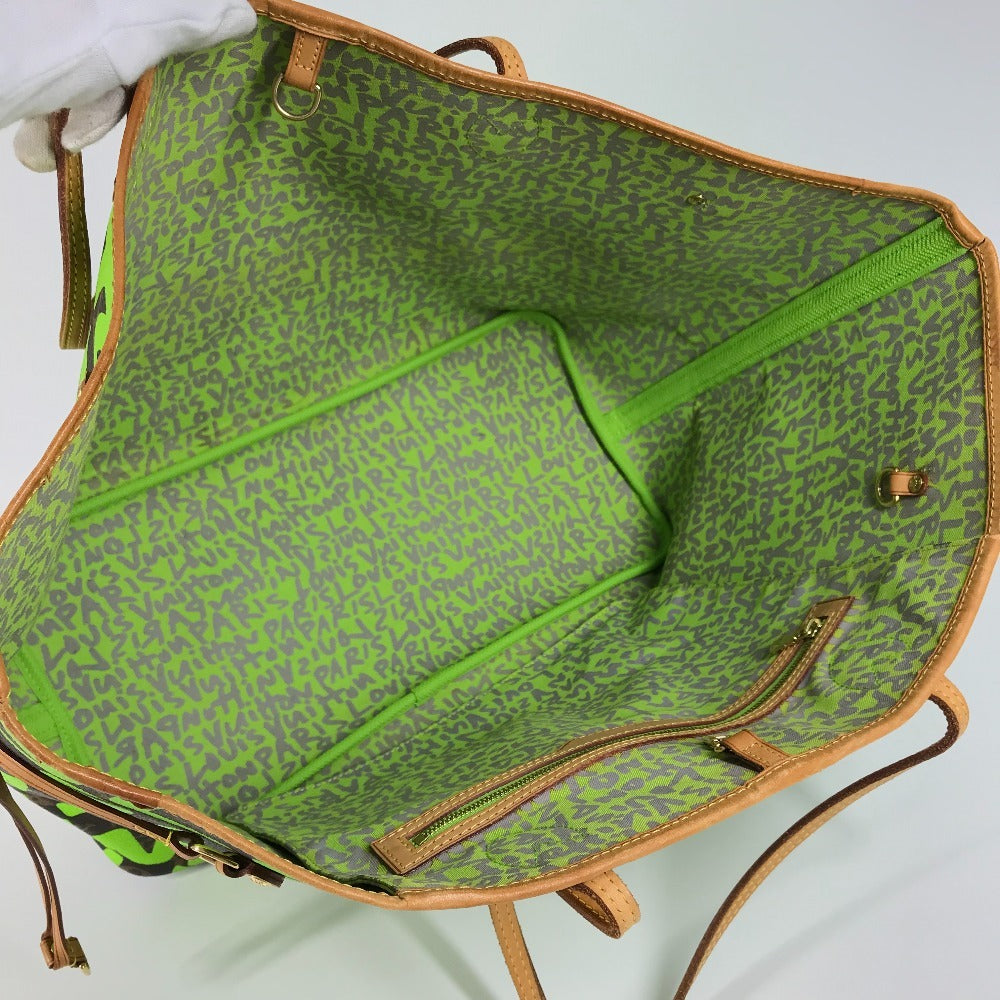 LOUIS VUITTON M93703 Monogram Graffiti Neverfull GM Shoulder Bag/Tote Bag in Monogram Graffiti Canvas, Women's, Veil Green