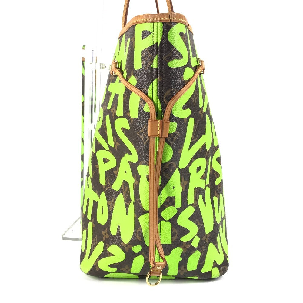 LOUIS VUITTON M93703 Monogram Graffiti Neverfull GM Shoulder Bag/Tote Bag in Monogram Graffiti Canvas, Women's, Veil Green