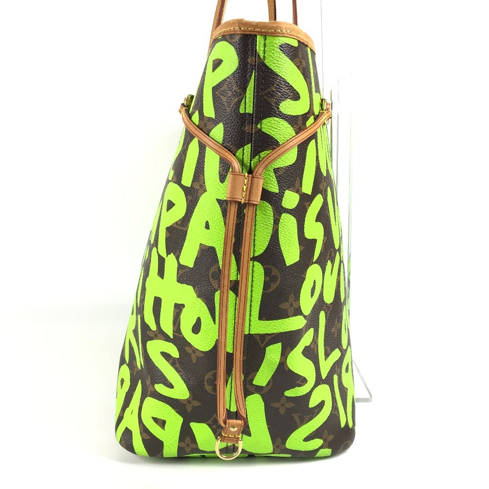 LOUIS VUITTON M93703 Monogram Graffiti Neverfull GM Shoulder Bag/Tote Bag in Monogram Graffiti Canvas, Women's, Veil Green