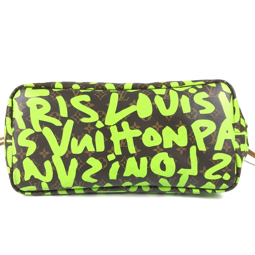 LOUIS VUITTON M93703 Monogram Graffiti Neverfull GM Shoulder Bag/Tote Bag in Monogram Graffiti Canvas, Women's, Veil Green