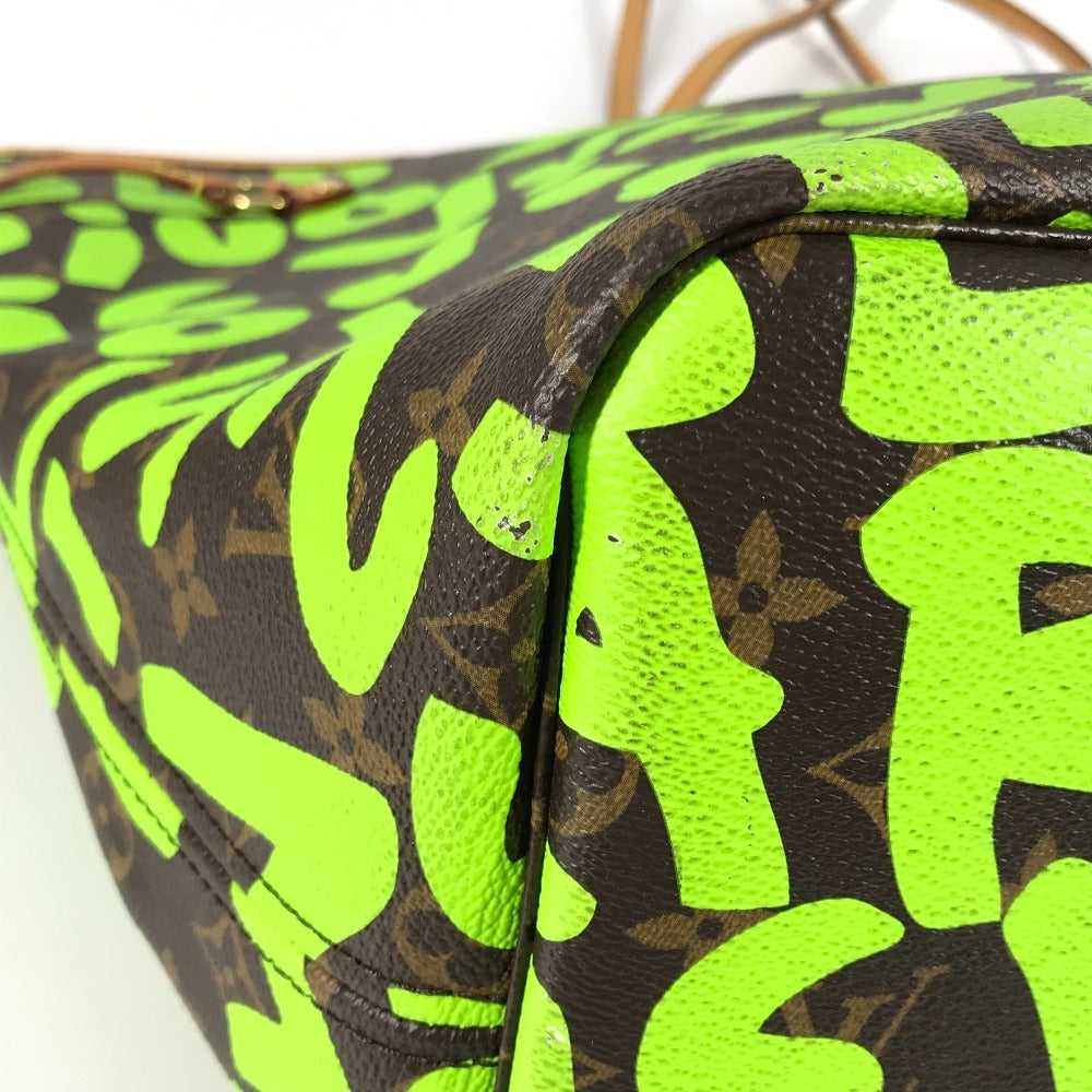 LOUIS VUITTON M93703 Monogram Graffiti Neverfull GM Shoulder Bag/Tote Bag in Monogram Graffiti Canvas, Women's, Veil Green