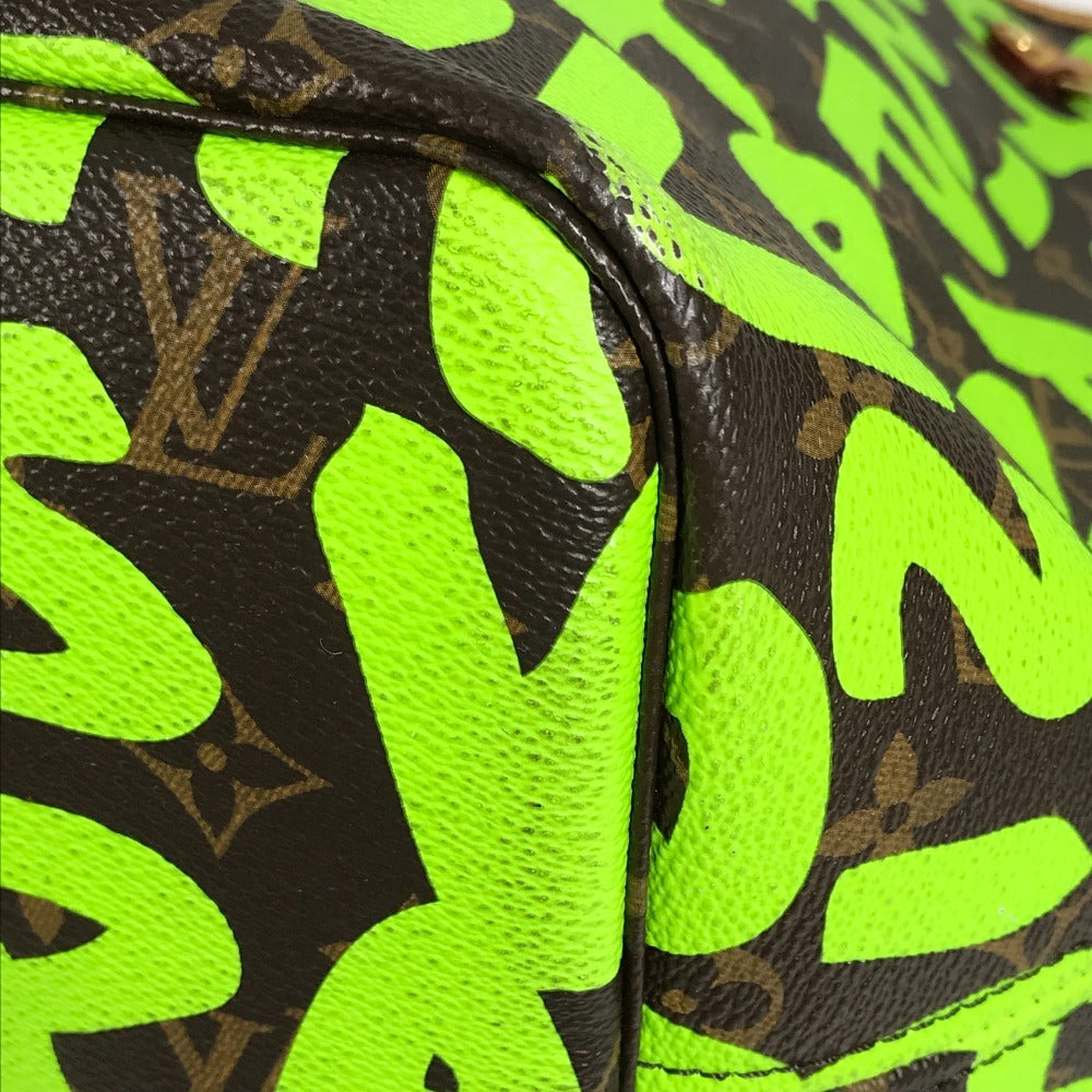 LOUIS VUITTON M93703 Monogram Graffiti Neverfull GM Shoulder Bag/Tote Bag in Monogram Graffiti Canvas, Women's, Veil Green